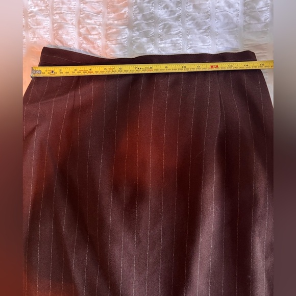 Vintage Alberto Makali Brown Pinstripe Vest and Skirt Set - Picture 10 of 13